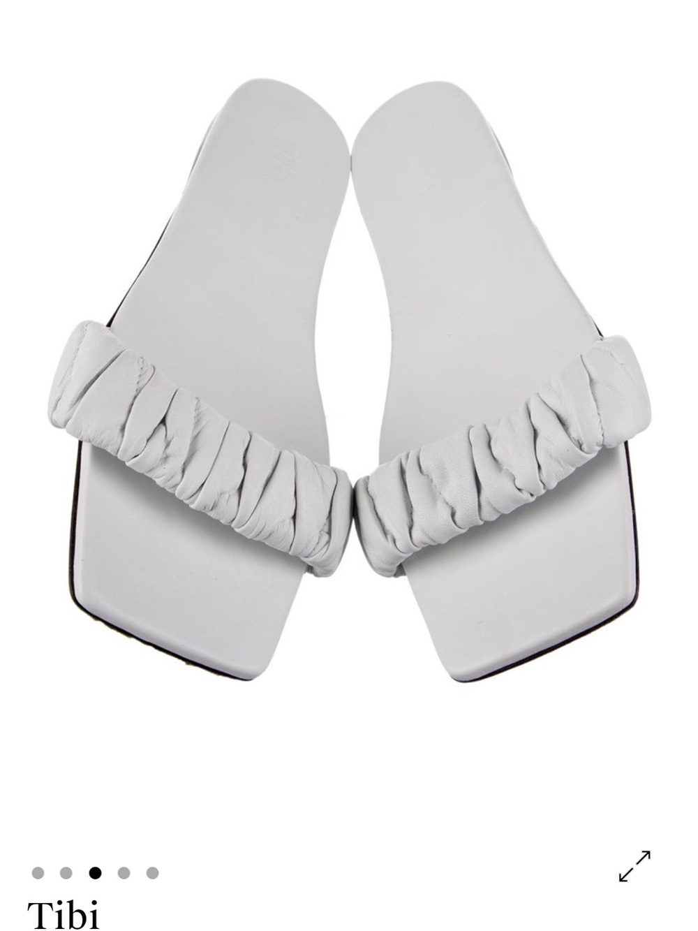 Tibi White Ruched Strap Square-Toe Slide Sandals Size 40